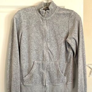 JUICY COUTURE Gray Velour Zip Up Track Sweatshirt Jacket NWOT MEDIUM